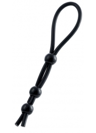Черное лассо на пенис с тремя бусинами - A-toys - во Владимире купить с доставкой
