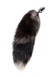 Серебристая металлическая анальная втулка с хвостом чернобурой лисы - размер S - ToyFa - купить с доставкой во Владимире