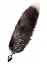 Серебристая металлическая анальная втулка с хвостом чернобурой лисы - размер S - ToyFa - купить с доставкой во Владимире