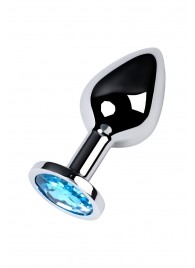 Серебристая конусовидная анальная пробка с голубым кристаллом - 8 см. - ToyFa - купить с доставкой во Владимире