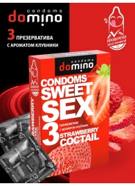 Презервативы для орального секса DOMINO Sweet Sex с ароматом клубничного коктейля  - 3 шт. - Domino - купить с доставкой во Владимире