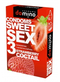 Презервативы для орального секса DOMINO Sweet Sex с ароматом клубничного коктейля  - 3 шт. - Domino - купить с доставкой во Владимире