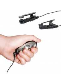 Черные электрические зажимы для сосков Shock Therapy Nipple Clamps - Pipedream - купить с доставкой во Владимире