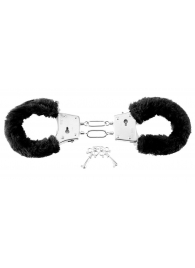 Меховые чёрные наручники Beginner s Furry Cuffs - Pipedream - купить с доставкой во Владимире