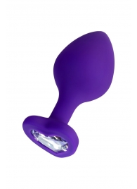 Фиолетовая анальная втулка Diamond Heart с прозрачным кристаллом - 8 см. - ToyFa - купить с доставкой во Владимире