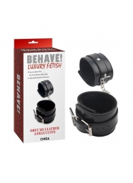 Черные оковы на ноги Obey Me Leather Ankle Cuffs - Chisa - купить с доставкой во Владимире