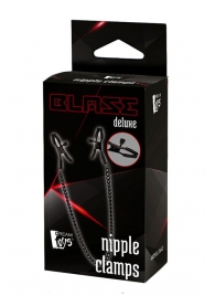 Черные зажимы на соски на цепочке BLAZE DELUXE NIPPLE CLAMPS - Dream Toys - купить с доставкой во Владимире