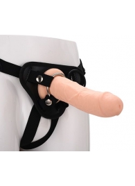 Черные трусики с телесной насадкой STRAP ON REAL DILDO - 21 см. - Dream Toys - купить с доставкой во Владимире