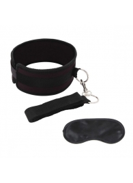 Черный ошейник с длинным поводком Collar and Leash Set - Lux Fetish - купить с доставкой во Владимире