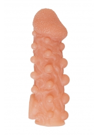 Телесная закрытая насадка с шариками Cock Sleeve Size S - 13,8 см. - KOKOS - во Владимире купить с доставкой