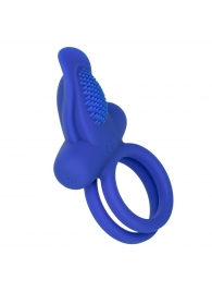 Синее перезаряжаемое эрекционное кольцо Silicone Rechargeable Dual Pleaser Enhancer - California Exotic Novelties - во Владимире купить с доставкой