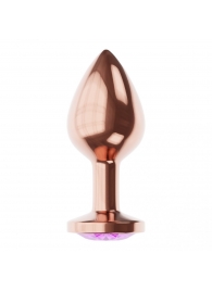 Пробка цвета розового золота с фиолетовым кристаллом Diamond Amethyst Shine S - 7,2 см. - Lola Games - купить с доставкой во Владимире