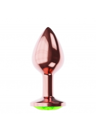 Пробка цвета розового золота с лаймовым кристаллом Diamond Emerald Shine S - 7,2 см. - Lola Games - купить с доставкой во Владимире