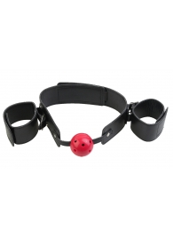 Кляп-наручники с красным шариком Breathable Ball Gag Restraint - Pipedream - купить с доставкой во Владимире