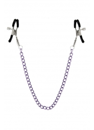 Зажимы для сосков с фиолетовой цепочкой Sweet Caress Nipple Chain - Sweet Caress - купить с доставкой во Владимире