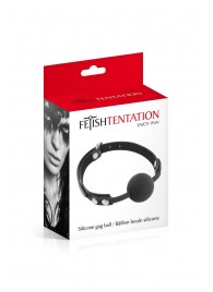 Черный силиконовый кляп-шарик на ремешках - Fetish Tentation - купить с доставкой во Владимире