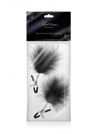Зажимы на соски с черными пуховыми кисточками Sweet Caress Feather Nipple Clumps - Sweet Caress - купить с доставкой во Владимире
