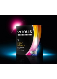 Цветные ароматизированные презервативы VITALIS PREMIUM color   flavor - 3 шт. - Vitalis - купить с доставкой во Владимире