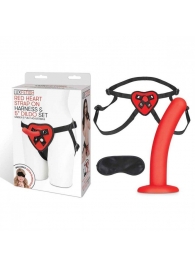 Красный поясной фаллоимитатор Red Heart Strap on Harness   5in Dildo Set - 12,25 см. - Lux Fetish - купить с доставкой во Владимире