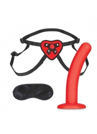 Красный поясной фаллоимитатор Red Heart Strap on Harness   5in Dildo Set - 12,25 см. - Lux Fetish - купить с доставкой во Владимире