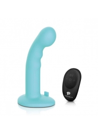 Голубая изогнутая насадка 6in Remote Control Ripple P-Spot G-Spot на черных трусиках - 16 см. - Pegasus - купить с доставкой во Владимире