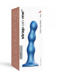 Голубая насадка Strap-On-Me Dildo Plug Balls size L - Strap-on-me - купить с доставкой во Владимире