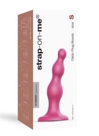 Розовая насадка Strap-On-Me Dildo Plug Beads size S - Strap-on-me - купить с доставкой во Владимире