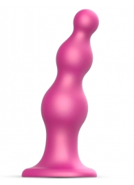 Розовая насадка Strap-On-Me Dildo Plug Beads size S - Strap-on-me - купить с доставкой во Владимире