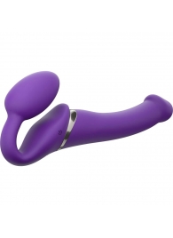 Фиолетовый безремневой вибрострапон Silicone Bendable Strap-On - size M - Strap-on-me - купить с доставкой во Владимире