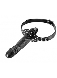 Черный кляп-фаллоимитатор Double Penis Gag - Fetish Tentation - купить с доставкой во Владимире