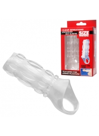 Насадка на пенис с кольцом для мошонки Clear Sensations Enhancer Sex Sleeve - 11,5 см. - XR Brands - во Владимире купить с доставкой