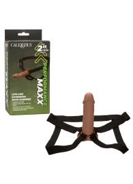 Коричневый фаллопротез Life-Like Extension with Harness - 17,75 см. - California Exotic Novelties - купить с доставкой во Владимире