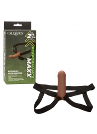 Коричневый фаллопротез из силикона Extension with Harness - 15,75 см. - California Exotic Novelties - купить с доставкой во Владимире