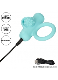 Аквамариновое эрекционное виброкольцо Silicone Rechargeable Nubby Lover’s Delight - California Exotic Novelties - во Владимире купить с доставкой