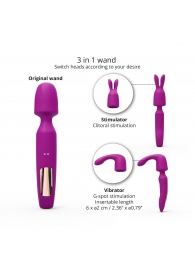 Лиловый вибратор с 2 сменными насадками R-Evolution Wand Vibrator with 2 Attachments - Love to Love