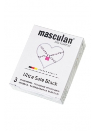 Ультрапрочные презервативы Masculan Ultra Safe Black - 3 шт. - Masculan - купить с доставкой во Владимире