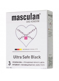 Ультрапрочные презервативы Masculan Ultra Safe Black - 3 шт. - Masculan - купить с доставкой во Владимире