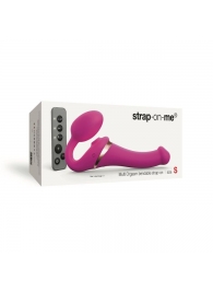 Ярко-розовый безремневой страпон Multi Orgasm Size S с клиторальной стимуляцией - Strap-on-me - купить с доставкой во Владимире
