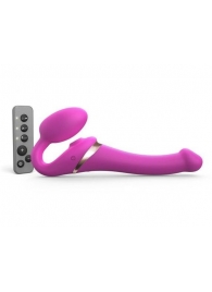 Ярко-розовый безремневой страпон Multi Orgasm Size S с клиторальной стимуляцией - Strap-on-me - купить с доставкой во Владимире