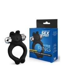 Черное силиконовое эрекционное виброкольцо Sex Expert - Sex Expert - во Владимире купить с доставкой