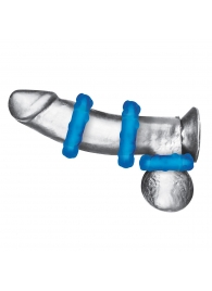 Комплект из трех голубых эрекционных колец 3-Pack Ribbed Rider Cock Ring Set - BlueLine - во Владимире купить с доставкой