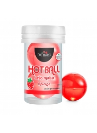 Лубрикант на масляной основе Hot Ball Beija Muito с ароматом клубники (2 шарика по 3 гр.) - HotFlowers - купить с доставкой во Владимире