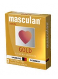 Презервативы Masculan Ultra Gold с золотым напылением и ароматом ванили - 3 шт. - Masculan - купить с доставкой во Владимире