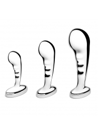 Набор из 3 стальных стимуляторов простаты Stainless Steel P-spot Training Set - b-Vibe - во Владимире купить с доставкой