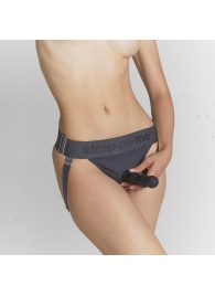 Серые трусики для фиксации насадок Strap-on-me Harness Lingerie Unique - Strap-on-me - купить с доставкой во Владимире
