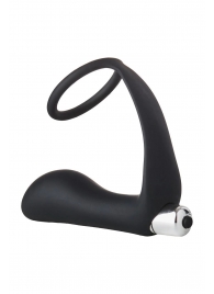 Черное эрекционное кольцо с вибропробкой Vibrating Anal Plug With Cockring - Dream Toys - во Владимире купить с доставкой