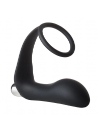 Черное эрекционное кольцо с вибропробкой Vibrating Anal Plug With Cockring - Dream Toys - во Владимире купить с доставкой