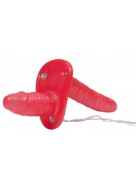 Красный женский страпон с вагинальной пробкой Bad Kitty - 18 см. - Orion - купить с доставкой во Владимире
