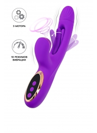Фиолетовый вибратор с вакуумной стимуляцией и язычком Pitti - 24 см. - JOS