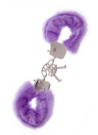 Фиолетовые меховые наручники METAL HANDCUFF WITH PLUSH LAVENDER - Dream Toys - купить с доставкой во Владимире